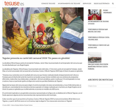 Ganador cartel carnavales de Teguise (Lanzarote) 2024