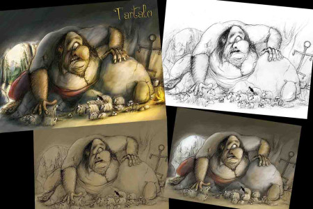 Proceso de pintado Calendario Mitología Vasca: Tartalo